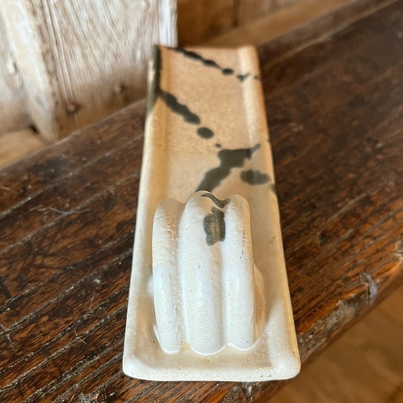 Butter Server / Sled LEN LINDSAY Signed Stoneware Glazed Pottery Vintage 80s - Picture 8 of 11